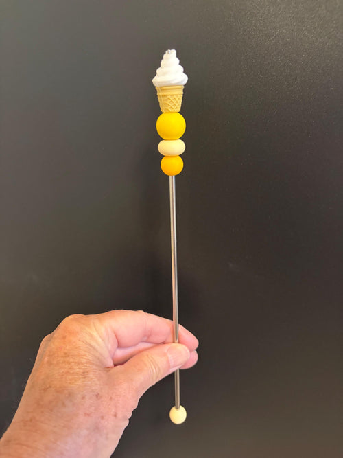 10" Single Scoop Ice Cream Amigurumi Sewing Stick: Crochet Plushie Aid | Plushie Knitting Needle | Foodie Ice Cream Cone Ami Stick