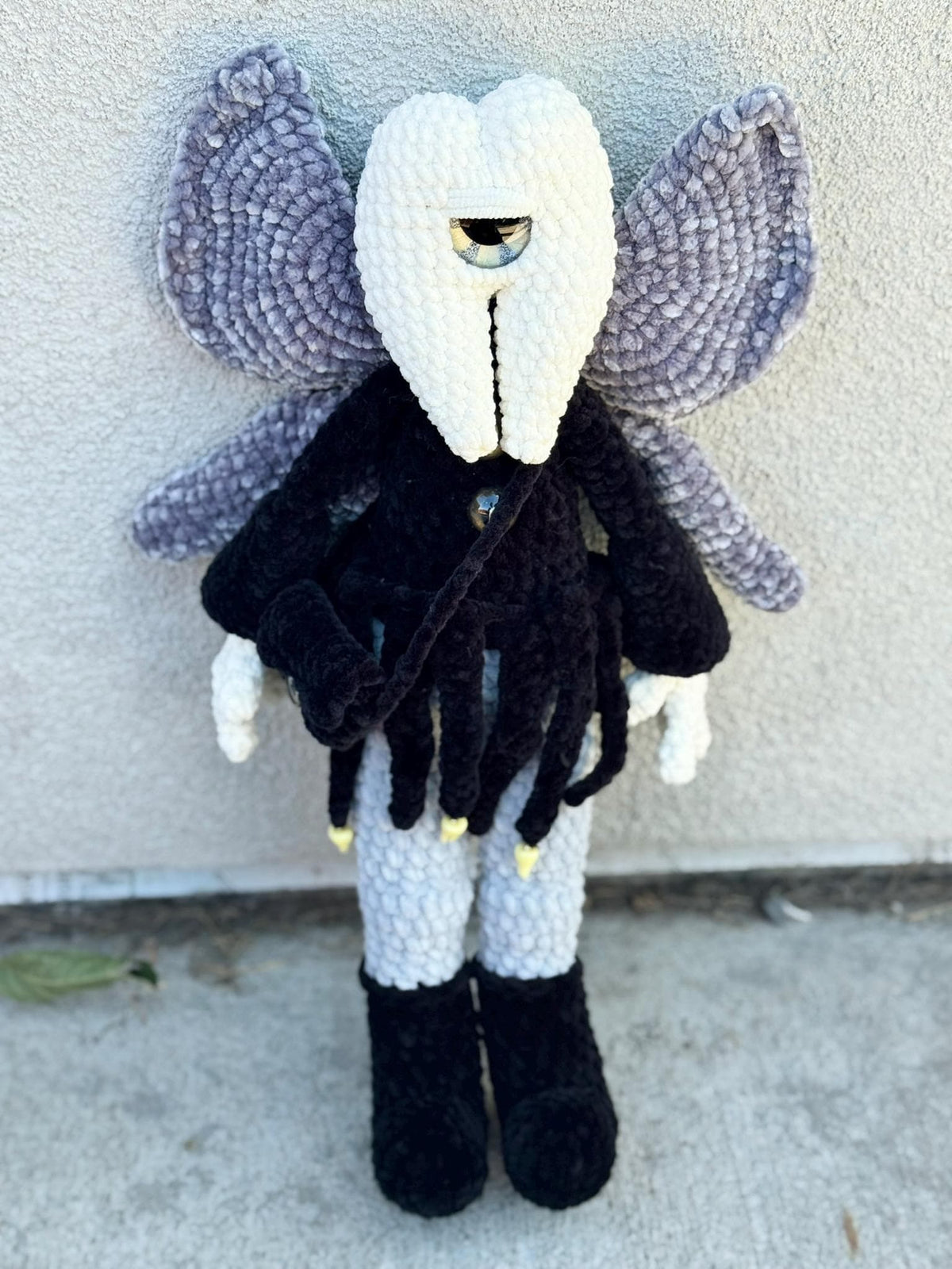 Nightmare Tooth Fairy Plushie — Handmade Crochet Halloween Monster | 18” Tall Amigurumi Horror Plushie | Tooth Pouch Fairy
