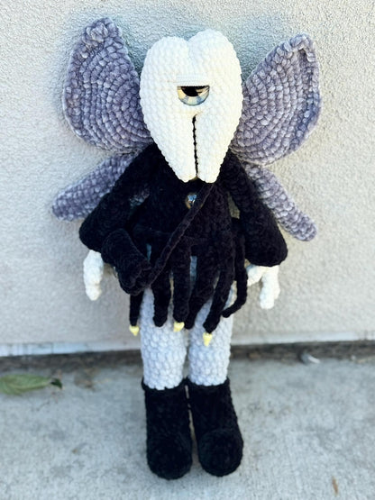 Nightmare Tooth Fairy Plushie — Handmade Crochet Halloween Monster | 18” Tall Amigurumi Horror Plushie | Tooth Pouch Fairy