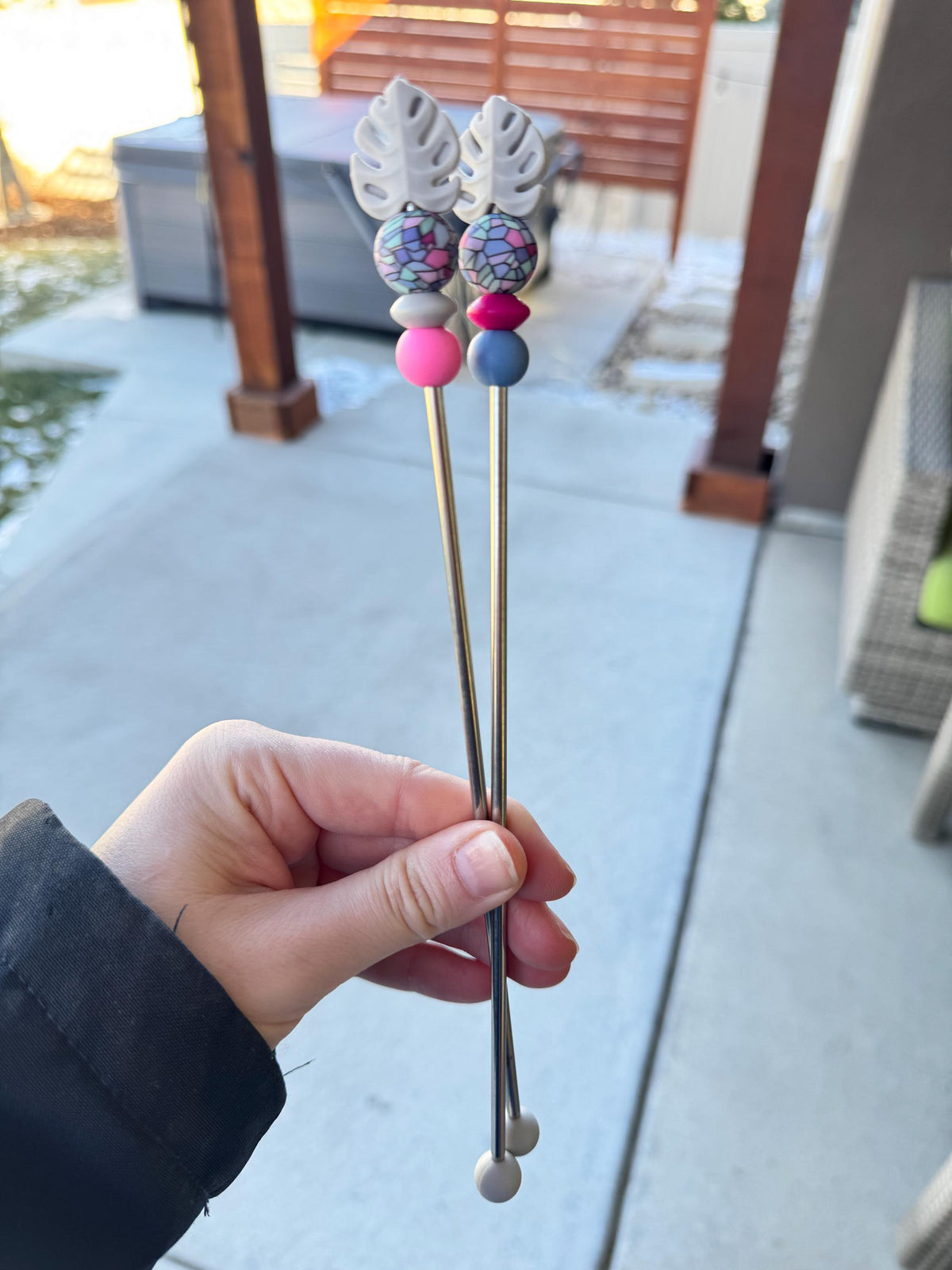Pair of 10" Kawaii Leaf Amigurumi Sewing Sticks: Crochet Plushie Aids, Knitting Needles
