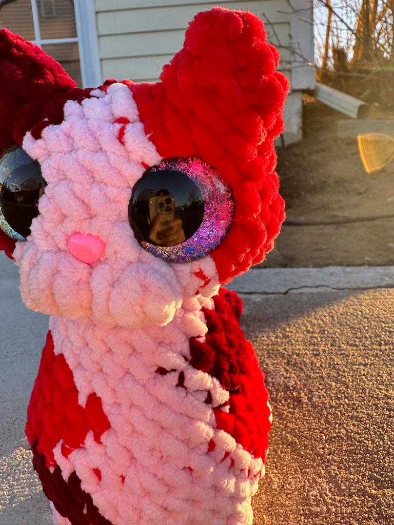 Crochet Calico Cat Plushie | Handmade Chenille Valentine's Gift