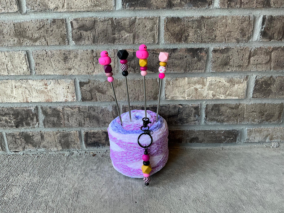 Pair of 10" Pink Rubber Duck Amigurumi Sewing Sticks: Crochet Plushie Aids | Crochet Plushie Knitting Needles | Kawaii Ducky Ami Sticks