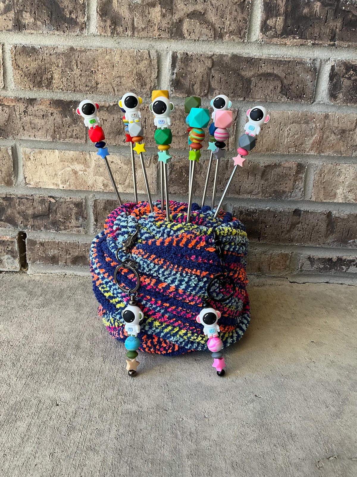 Pair of 10" Astronaut Amigurumi Sewing Sticks: Crochet Plushie Knitting Aids, Outer Space Theme