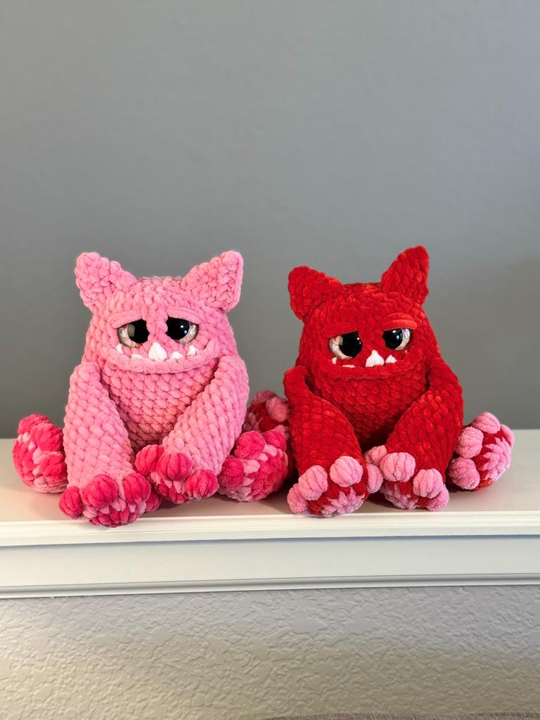 Handmade Crochet Love Monster Plushie | Quirky Desk Buddy, Valentine Gift