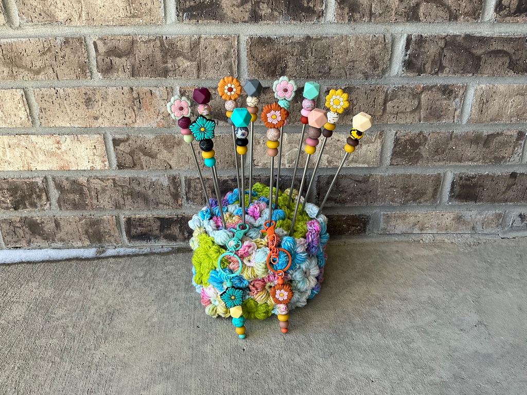 Pair of 10" Flower Amigurumi Sewing Sticks: Crochet Plushie Aids | Crochet Plushie Knitting Needles | Floral Ami Sticks | Retro Flowers