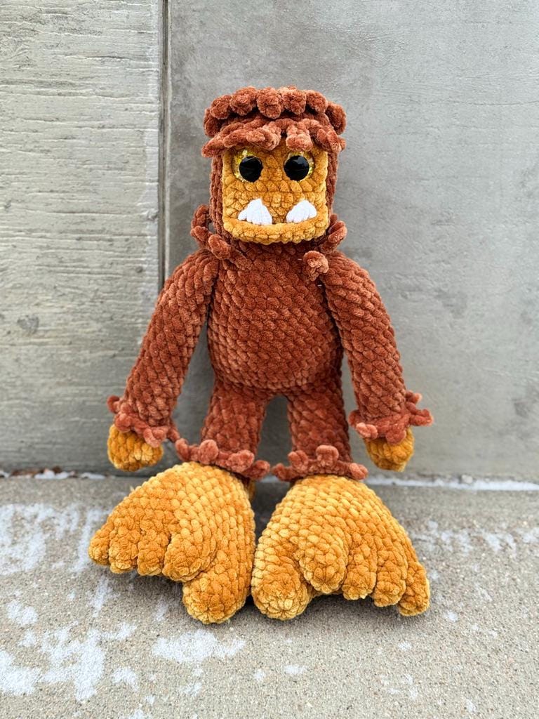 Handmade Crochet Bigfoot Cryptid Plushie | Amigurumi Monster Plush | Sasquatch Stuffed Animal