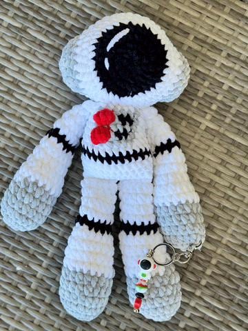 Handmade Crochet Astronaut Snuggler | Amigurumi Spaceman Plushie | Matching Astronaut Keychain Bag Charm