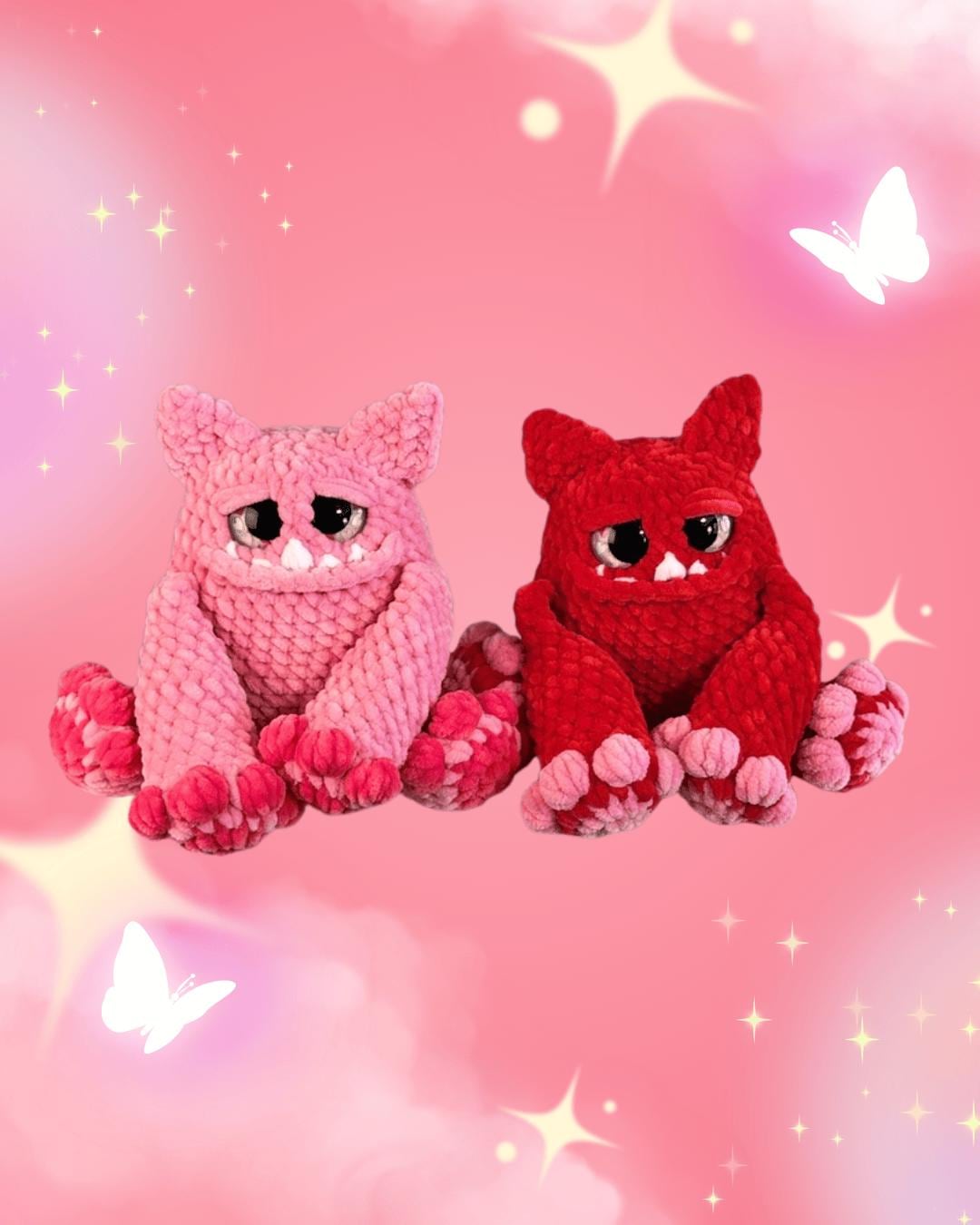 Handmade Crochet Love Monster Plushie | Quirky Desk Buddy, Valentine Gift