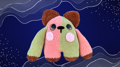 Handmade Crochet Bear Plushie – Ultra Soft Velvet Teddy Toy, Kawaii Stuffed Animal
