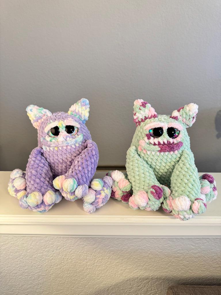 Handmade Crochet Easter Monster Plushie | Pastel Amigurumi Stuffed Toy Basket Filler