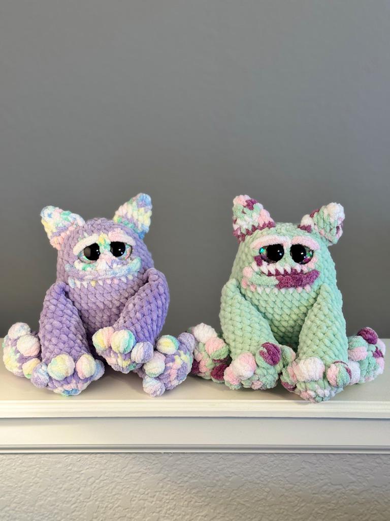 Handmade Crochet Easter Monster Plushie | Pastel Amigurumi Stuffed Toy Basket Filler