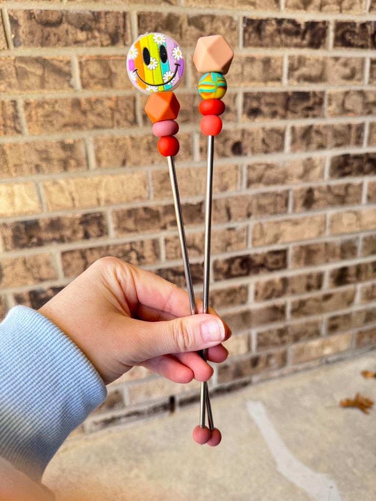 Pair of 10" Rainbow Smiley Face Sewing Sticks: Crochet Plushie Aids | Crochet Plushie Knitting Needles | 90s Throwback Retro Plushie Poker