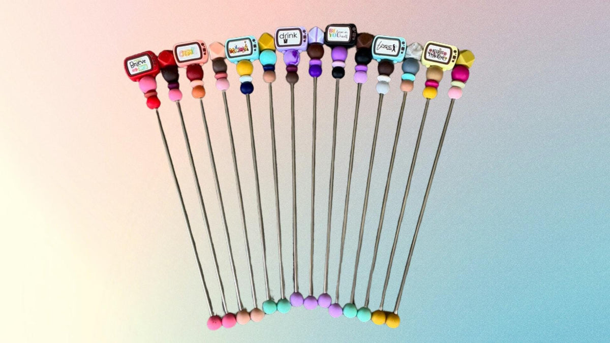 Pair of 10" TV Amigurumi Sewing Sticks: Crochet Plushie Aids | Crochet Plushie Knitting Needles | Cute Quote Ami Sticks