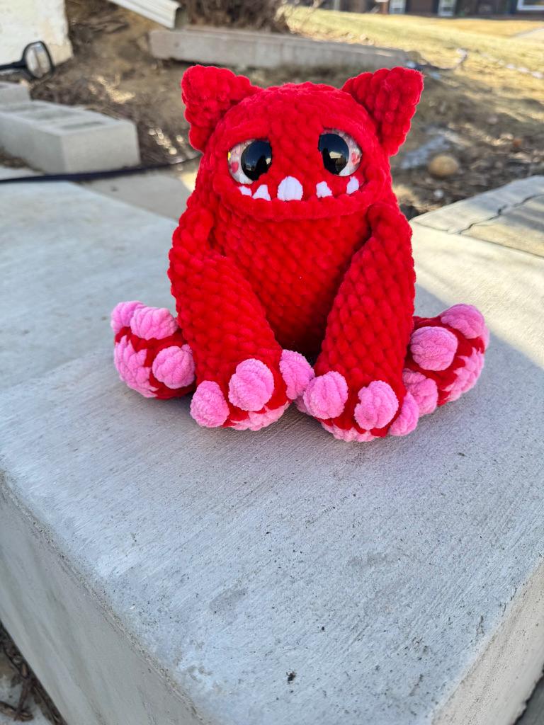 Handmade Crochet Love Monster Plushie | Quirky Desk Buddy, Valentine Gift