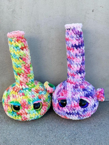 Handmade Tie Dye Bong Crochet Plushie | Funny Stoner Gift | Cute Weed Decor | 420 Room Decor | Chill Vibe Gift for Friends