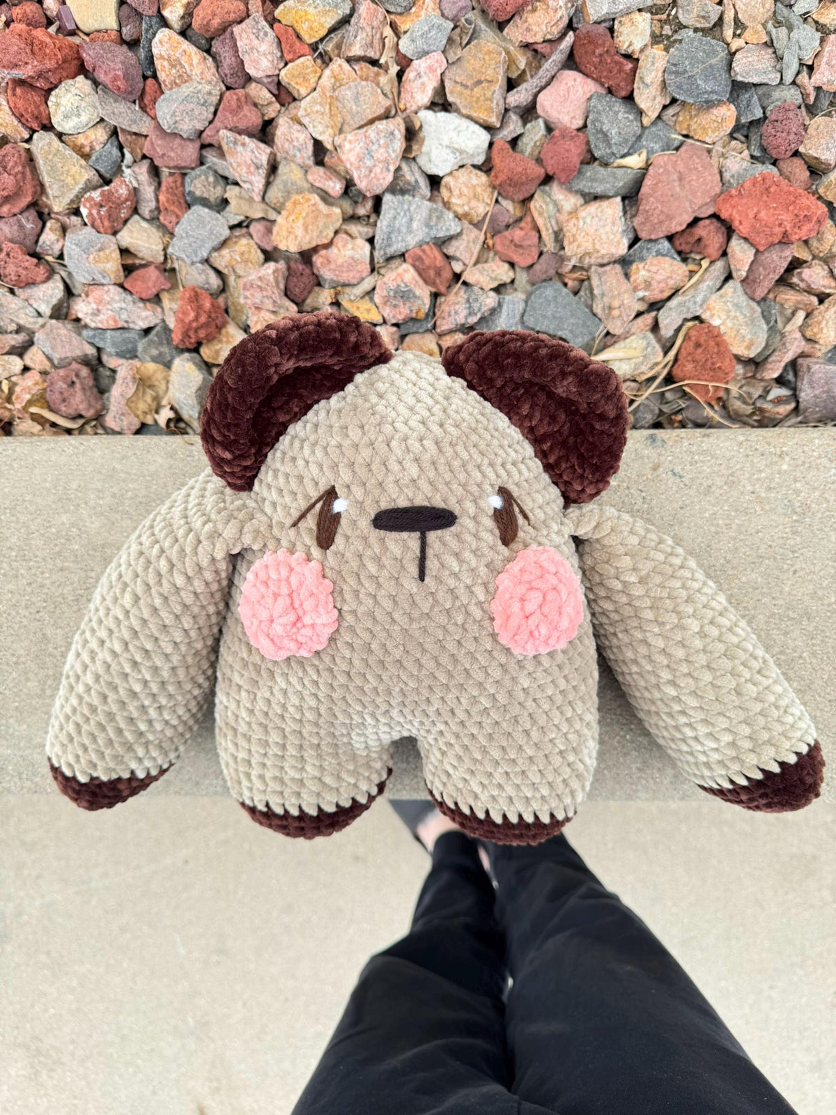 Handmade Crochet Huggie Bear Plush – Ultra Soft Velvet Teddy Toy