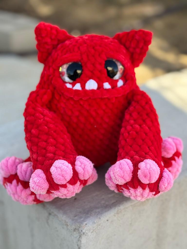 Handmade Crochet Love Monster Plushie | Quirky Desk Buddy, Valentine Gift