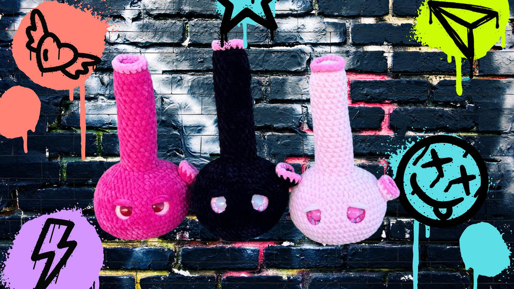 Pretty in Pink Bong Handmade Crochet Plushie | Funny Stoner Gift | Cute Weed Decor | 420 Room Decor | Chill Vibe Gift for Friends
