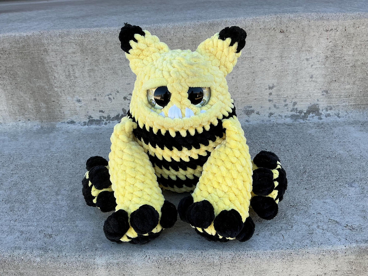 Crocheted Bumblebee Monster Plush Toy | Amigurumi Bee Monster Gift