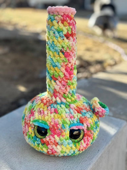 Handmade Tie Dye Bong Crochet Plushie | Funny Stoner Gift | Cute Weed Decor | 420 Room Decor | Chill Vibe Gift for Friends