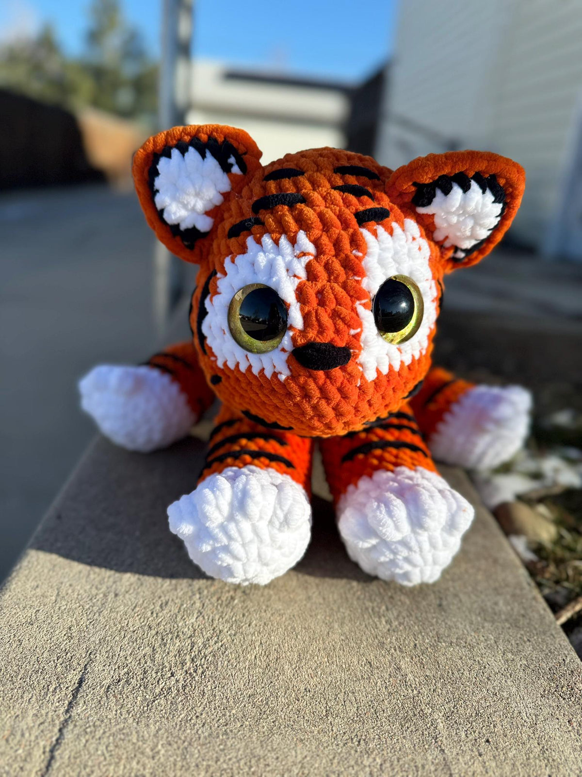 Techno the Crochet Kawaii Tiger | Large 24” Plushie | Handmade Amigurumi Cuddly Tiger Stuffed Animal