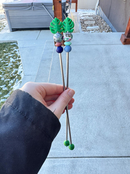 Pair of 10" Kawaii Leaf Amigurumi Sewing Sticks: Crochet Plushie Aids, Knitting Needles