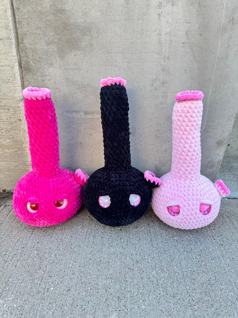 Pretty in Pink Bong Handmade Crochet Plushie | Funny Stoner Gift | Cute Weed Decor | 420 Room Decor | Chill Vibe Gift for Friends