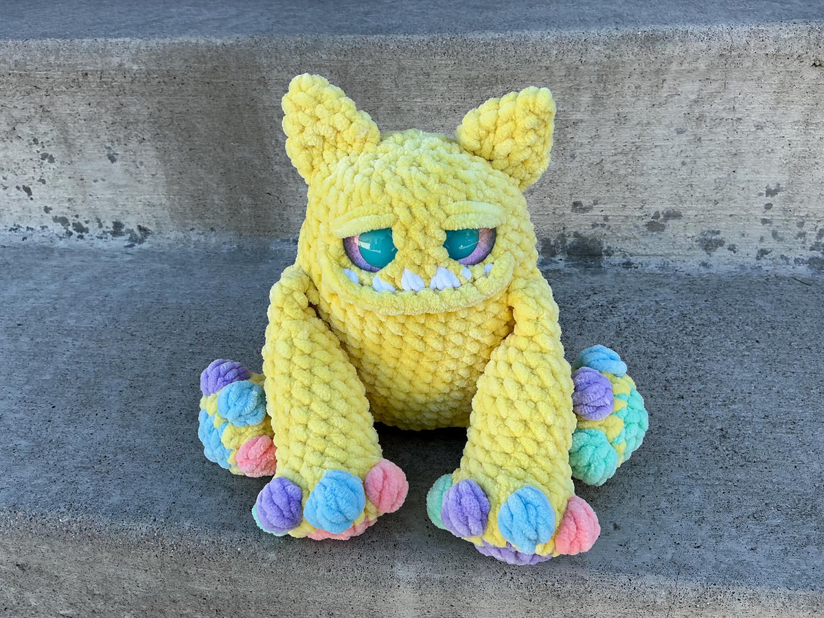 Handmade Crochet Easter Monster Plushie | Pastel Amigurumi Stuffed Toy Basket Filler
