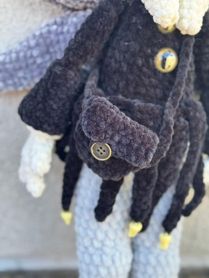Nightmare Tooth Fairy Plushie — Handmade Crochet Halloween Monster | 18” Tall Amigurumi Horror Plushie | Tooth Pouch Fairy