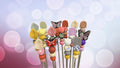 Pair of 6" Springtime Butterfly, Rainbow, Tulip, and Leaf Amigurumi Sticks: Crochet Plushie Aids, Knitting Needles