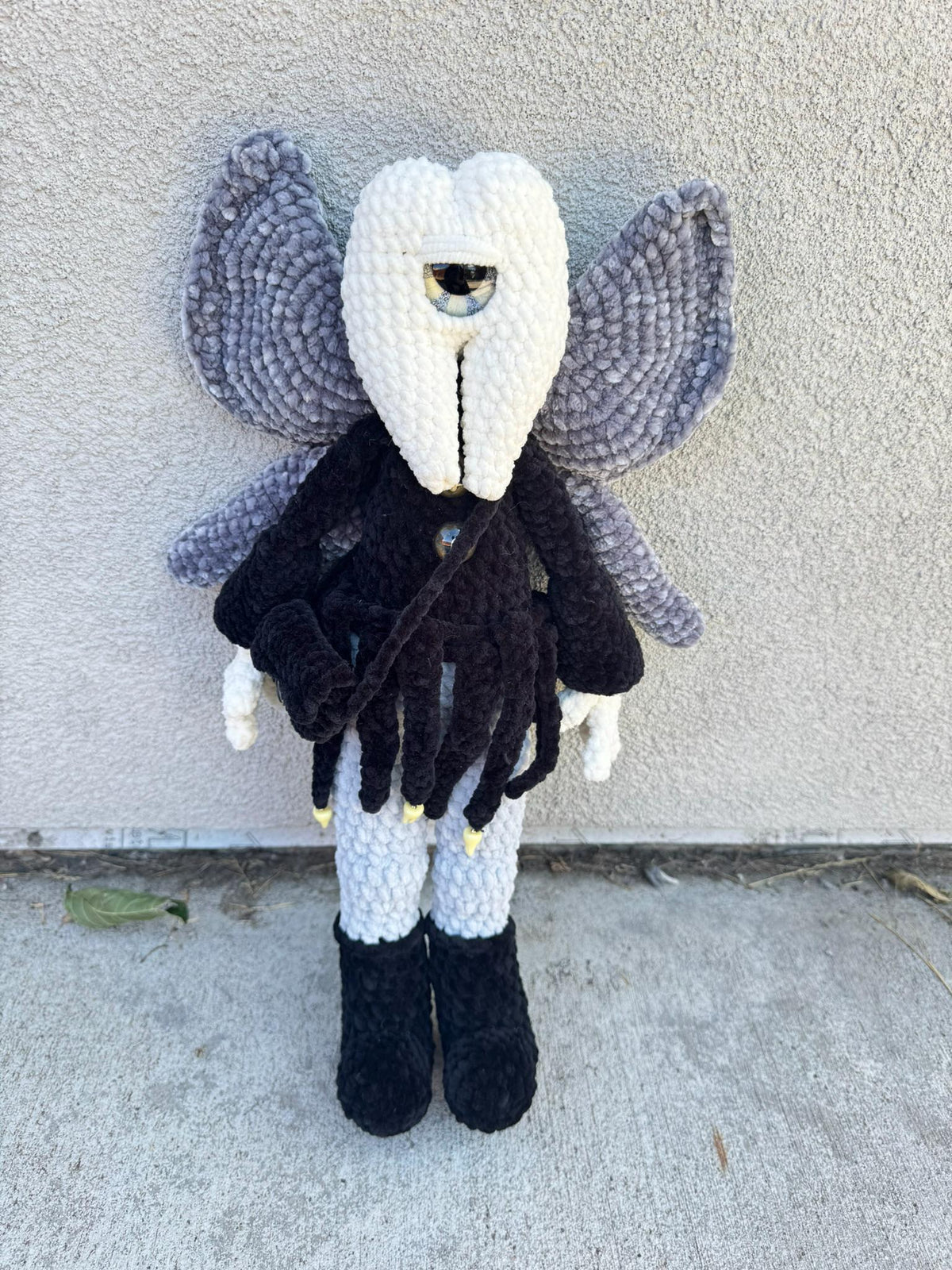 Nightmare Tooth Fairy Plushie — Handmade Crochet Halloween Monster | 18” Tall Amigurumi Horror Plushie | Tooth Pouch Fairy