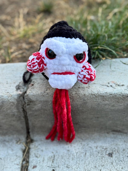 Handmade Crochet Severed Slasher Horror Icon Heads Rear View Mirror Car Swing | Horror Character Car Hanger