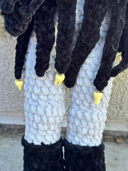 Nightmare Tooth Fairy Plushie — Handmade Crochet Halloween Monster | 18” Tall Amigurumi Horror Plushie | Tooth Pouch Fairy