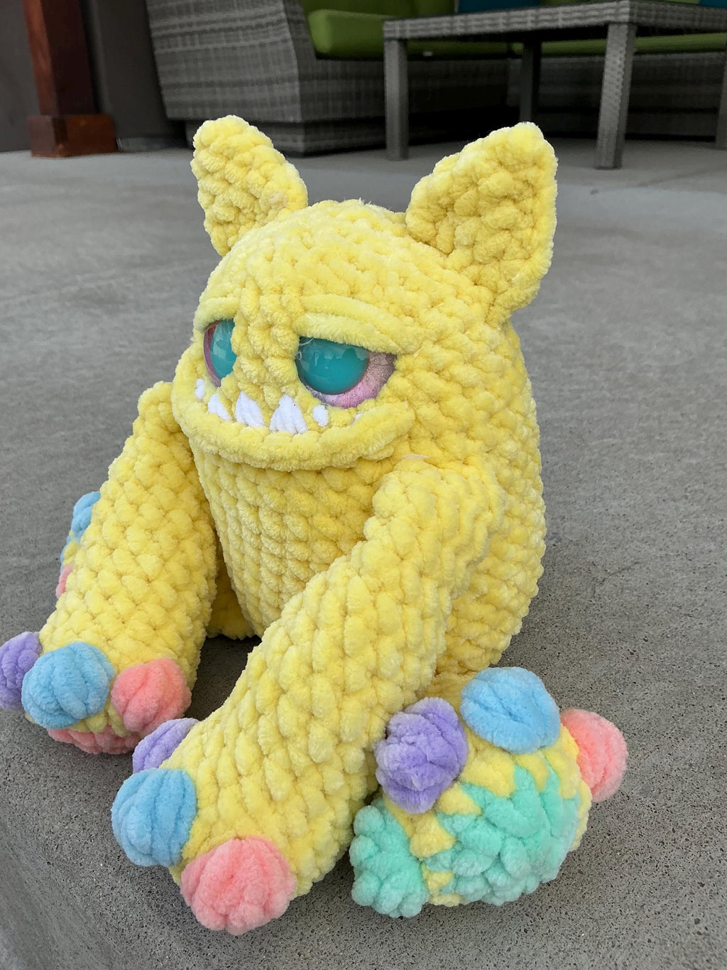 Handmade Crochet Easter Monster Plushie | Pastel Amigurumi Stuffed Toy Basket Filler