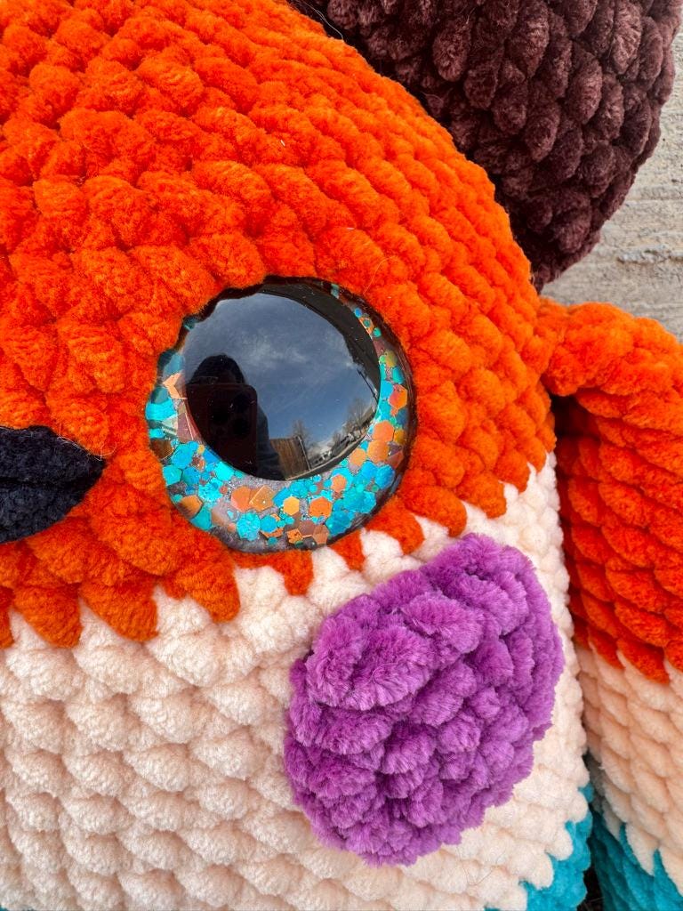 Handmade Crochet Huggie Bear Plushie – Striped Velvet Teddy Toy, Kawaii Stuffed Animal