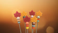 Pair of 10" Maple Leaf Amigurumi Sewing Sticks: Autumn Crochet Plush Knitting Needles