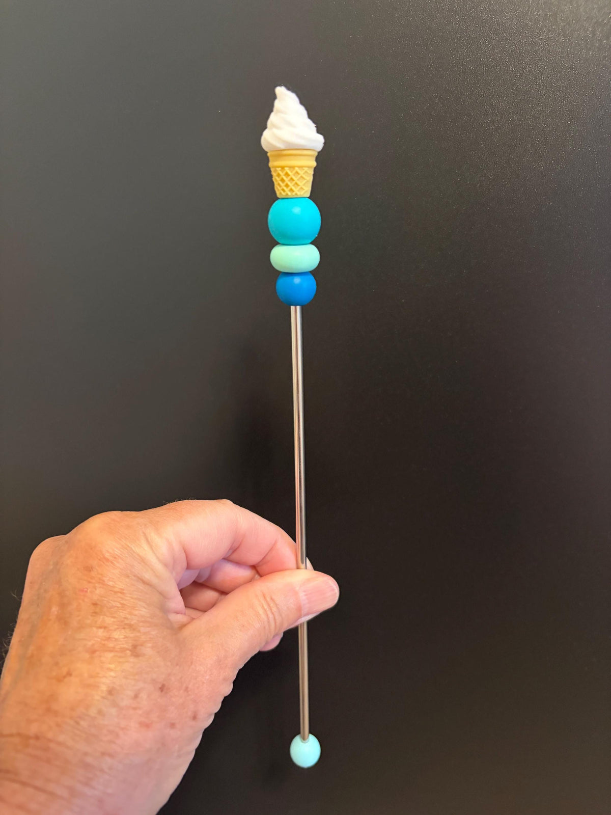 10" Single Scoop Ice Cream Amigurumi Sewing Stick: Crochet Plushie Aid | Plushie Knitting Needle | Foodie Ice Cream Cone Ami Stick