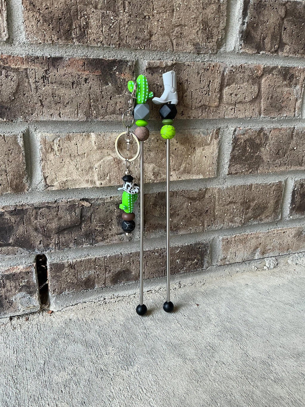 Pair of 10" Western Ami Sticks with FREE KEYCHAIN | Boot, Cow, Cactus Amigurumi Sticks| Cowboy Crochet Plushie Knitting Needles