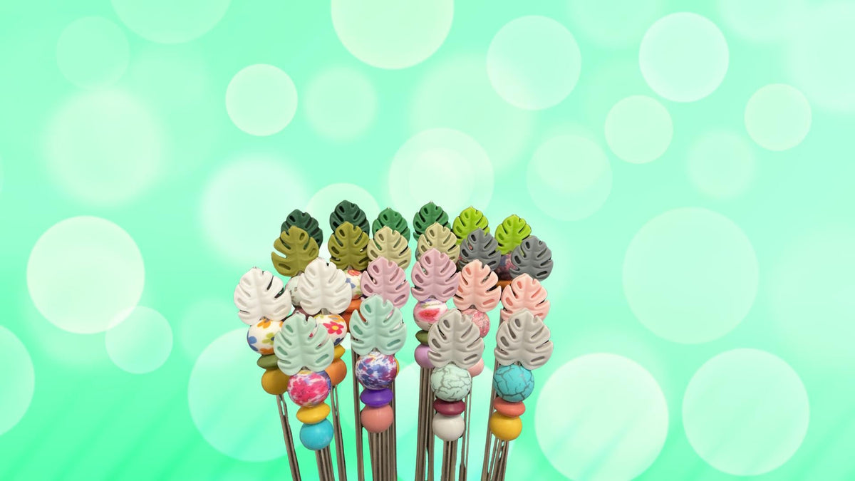 Pair of 10" Kawaii Leaf Amigurumi Sewing Sticks: Crochet Plushie Aids, Knitting Needles