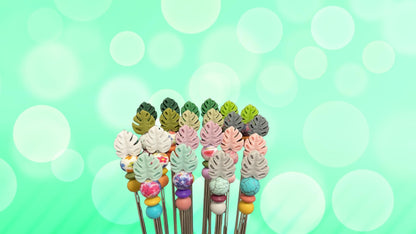 Pair of 10" Kawaii Leaf Amigurumi Sewing Sticks: Crochet Plushie Aids, Knitting Needles