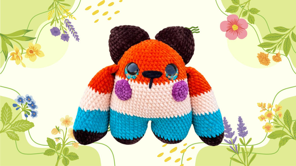 Handmade Crochet Huggie Bear Plushie – Striped Velvet Teddy Toy, Kawaii Stuffed Animal