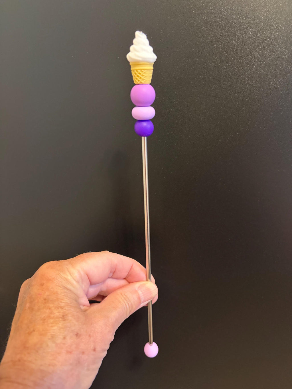 10" Single Scoop Ice Cream Amigurumi Sewing Stick: Crochet Plushie Aid | Plushie Knitting Needle | Foodie Ice Cream Cone Ami Stick
