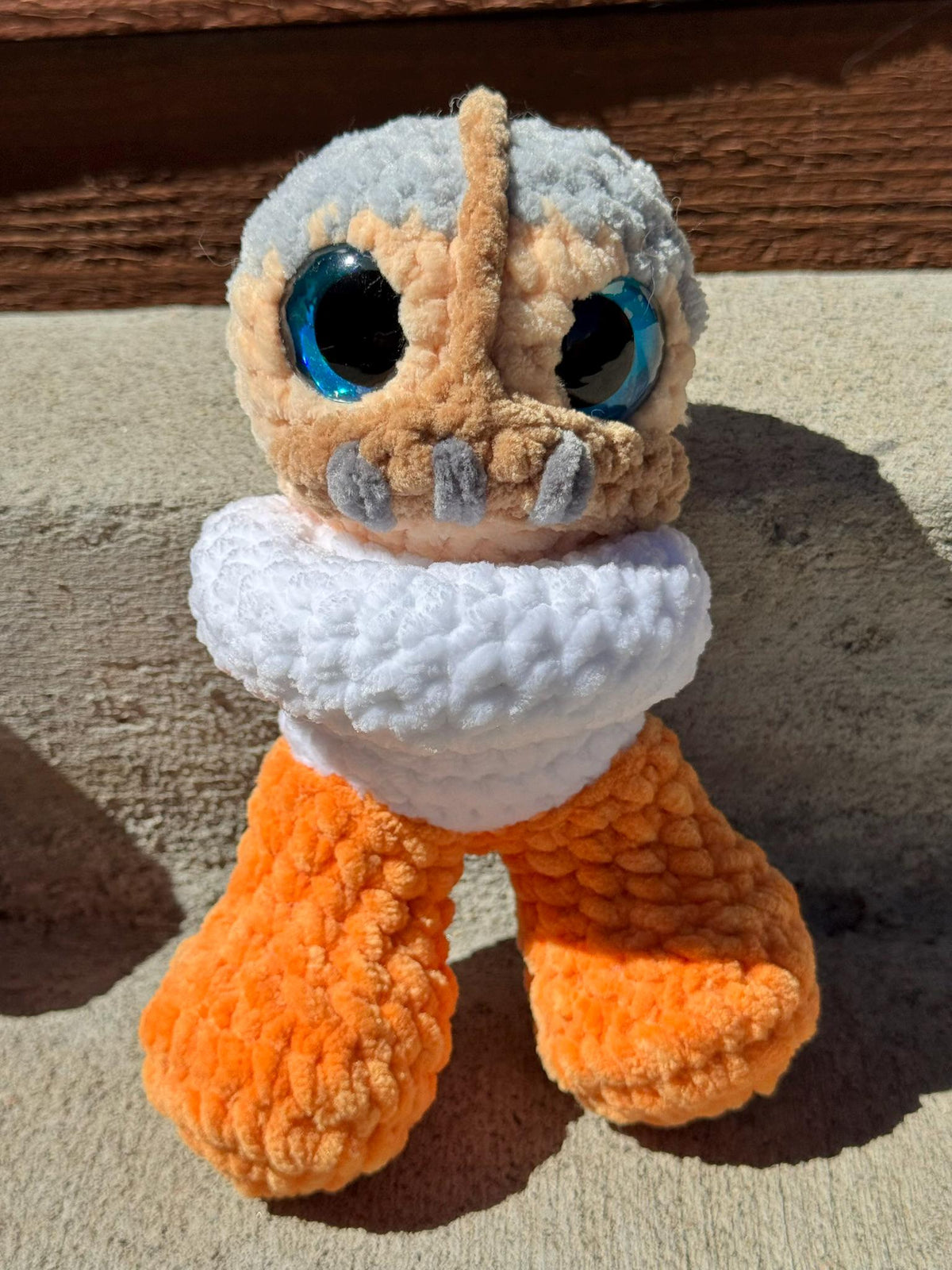 Handmade Crochet Horror Cannibal Character Plush | 7 Inch Spooky Straightjacket Monster | Chenille Yarn Halloween Decor | Creepy Cute Gift