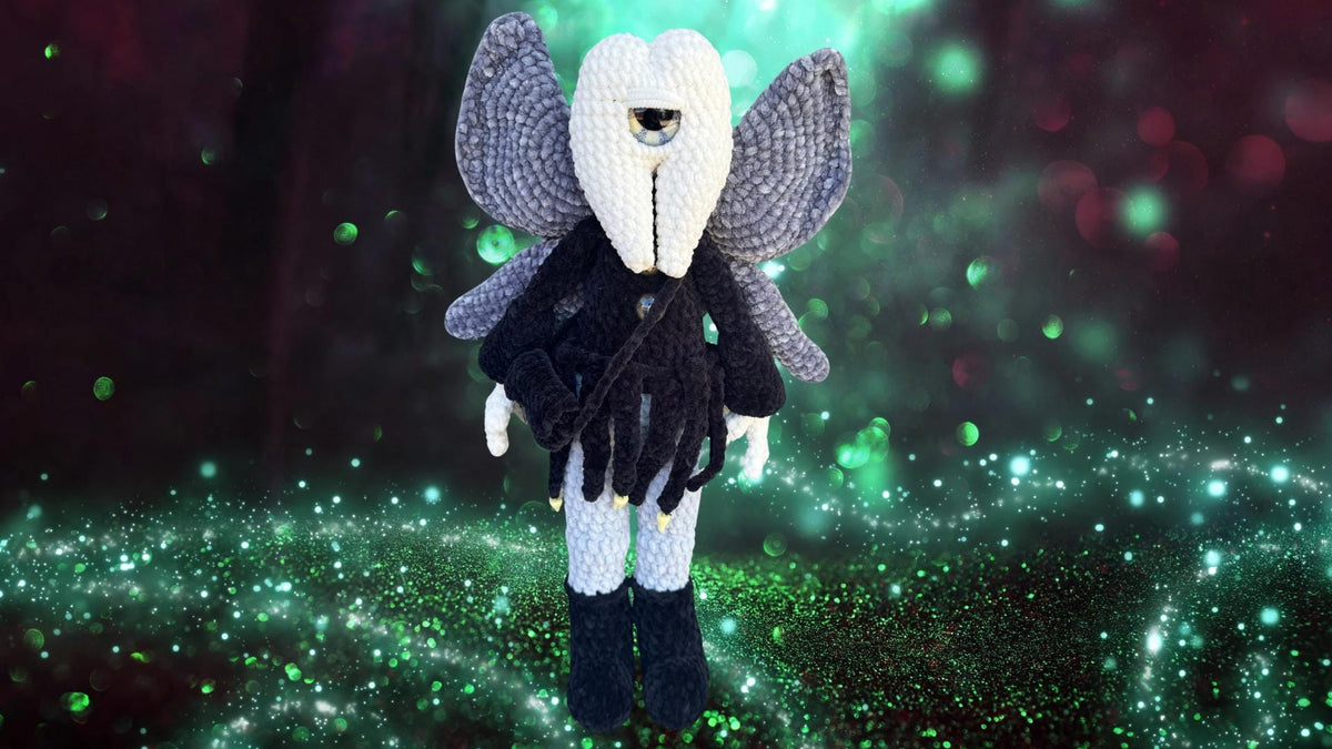 Nightmare Tooth Fairy Plushie — Handmade Crochet Halloween Monster | 18” Tall Amigurumi Horror Plushie | Tooth Pouch Fairy