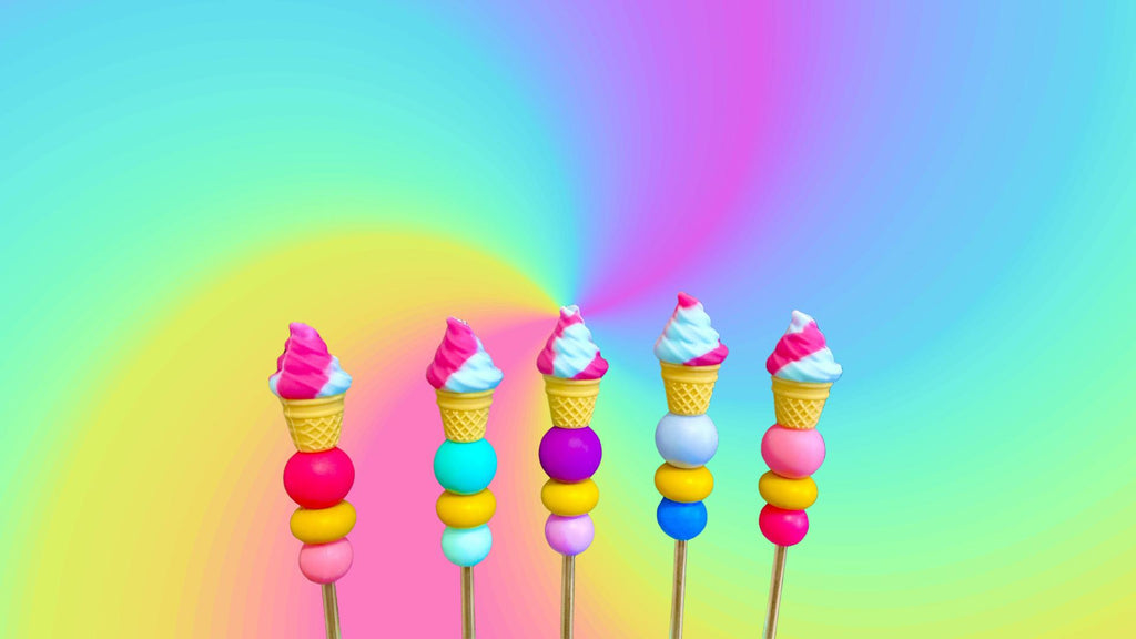8" Single Scoop Swirl Ice Cream Amigurumi Sewing Stick: Crochet Plushie Aid | Plushie Knitting Needle | Foodie Ice Cream Cone Ami Stick