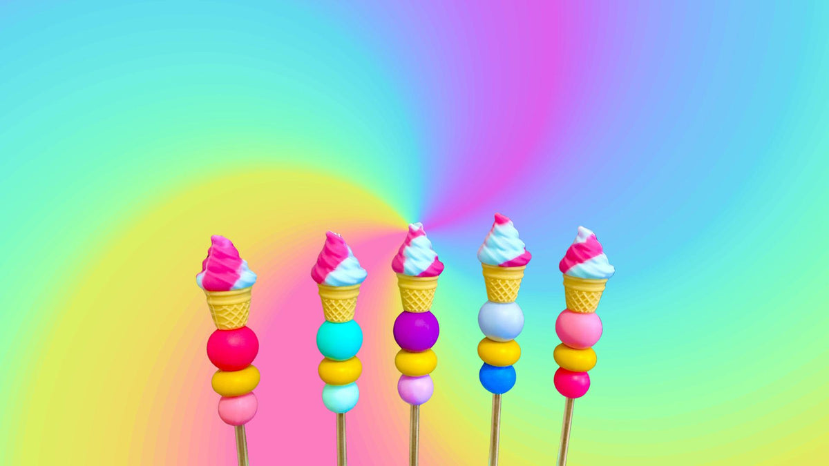 8" Single Scoop Swirl Ice Cream Amigurumi Sewing Stick: Crochet Plushie Aid | Plushie Knitting Needle | Foodie Ice Cream Cone Ami Stick