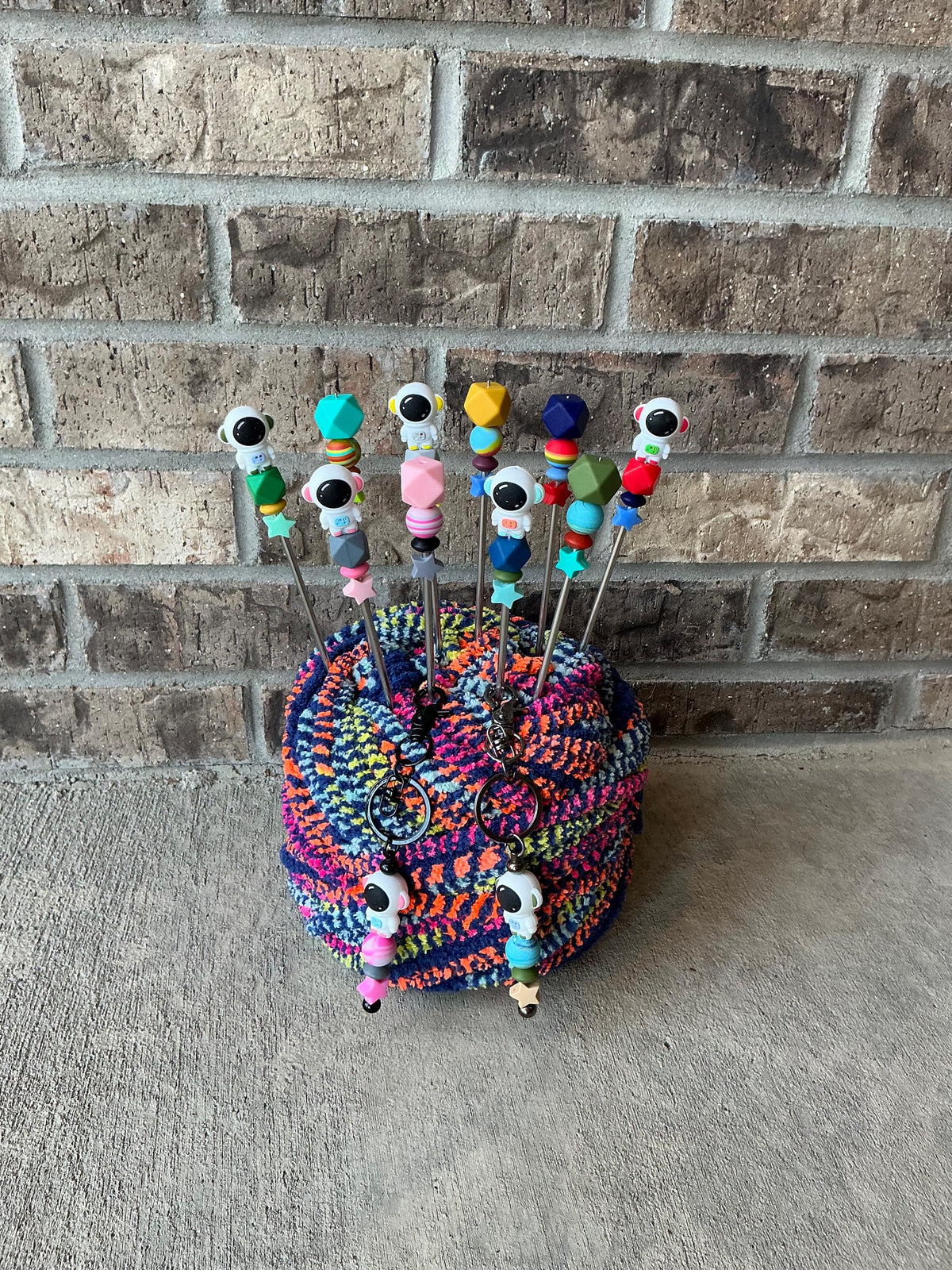 Pair of 10" Astronaut Amigurumi Sewing Sticks: Crochet Plushie Knitting Aids, Outer Space Theme