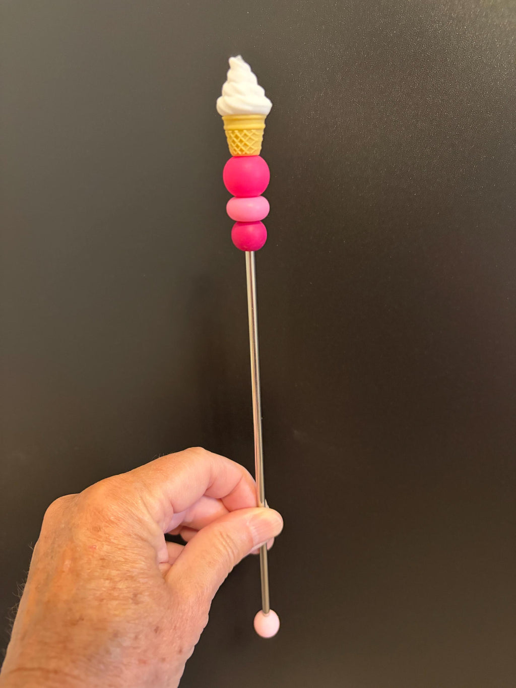 10" Single Scoop Ice Cream Amigurumi Sewing Stick: Crochet Plushie Aid | Plushie Knitting Needle | Foodie Ice Cream Cone Ami Stick
