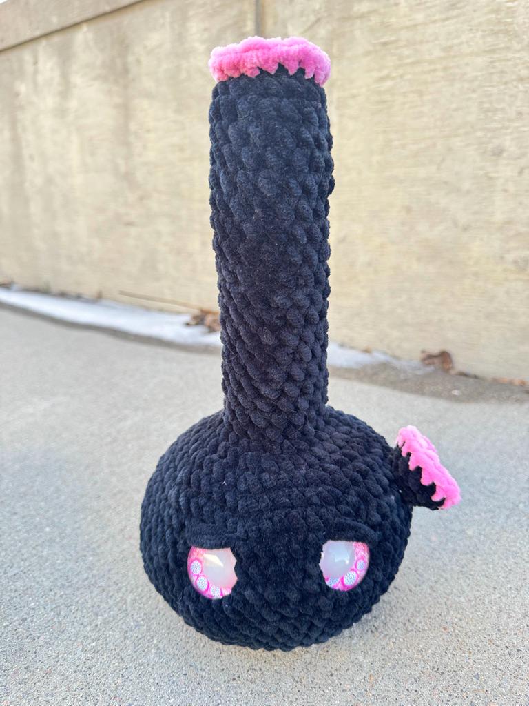 Pretty in Pink Bong Handmade Crochet Plushie | Funny Stoner Gift | Cute Weed Decor | 420 Room Decor | Chill Vibe Gift for Friends