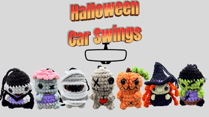 Halloween Car Swings | Mini Monsters Car Charms | Handmade Crochet Rear View Mirror Swings or Keychains | Halloween Decor Gift